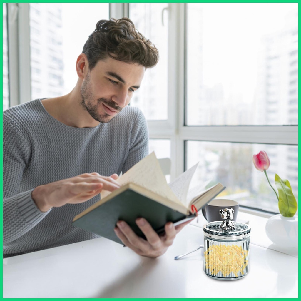 Hộp Đựng Tăm Bông / Bông Ngoáy Tai Bằng Acrylic Trong Suốt Kèm Nắp Đậy Tiện Dụng