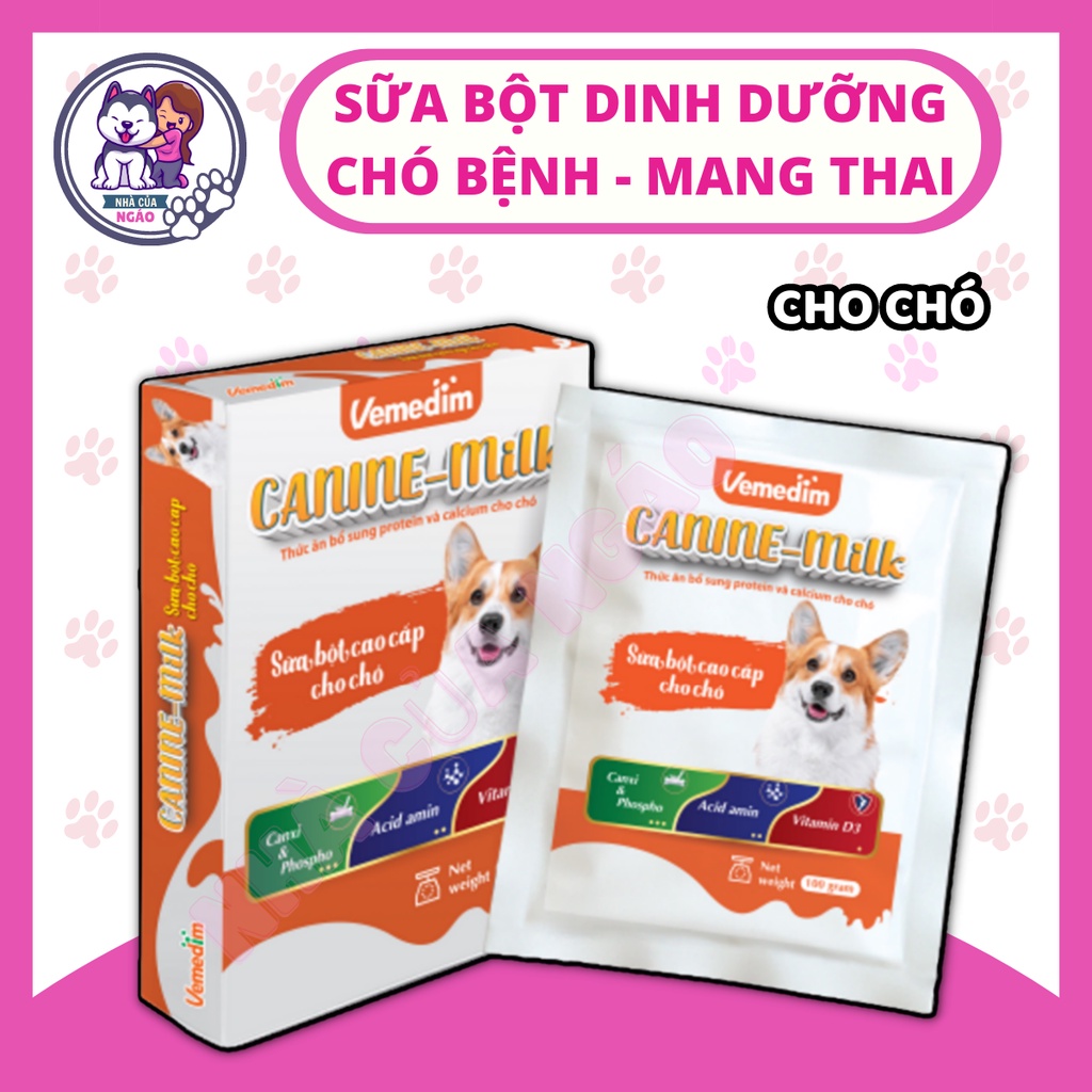 Sữa bột cho chó bổ sung canxi và protein cho chó giúp tăng cường hệ miễn dịch cho chó Vemedim Canine Milk gói 100g