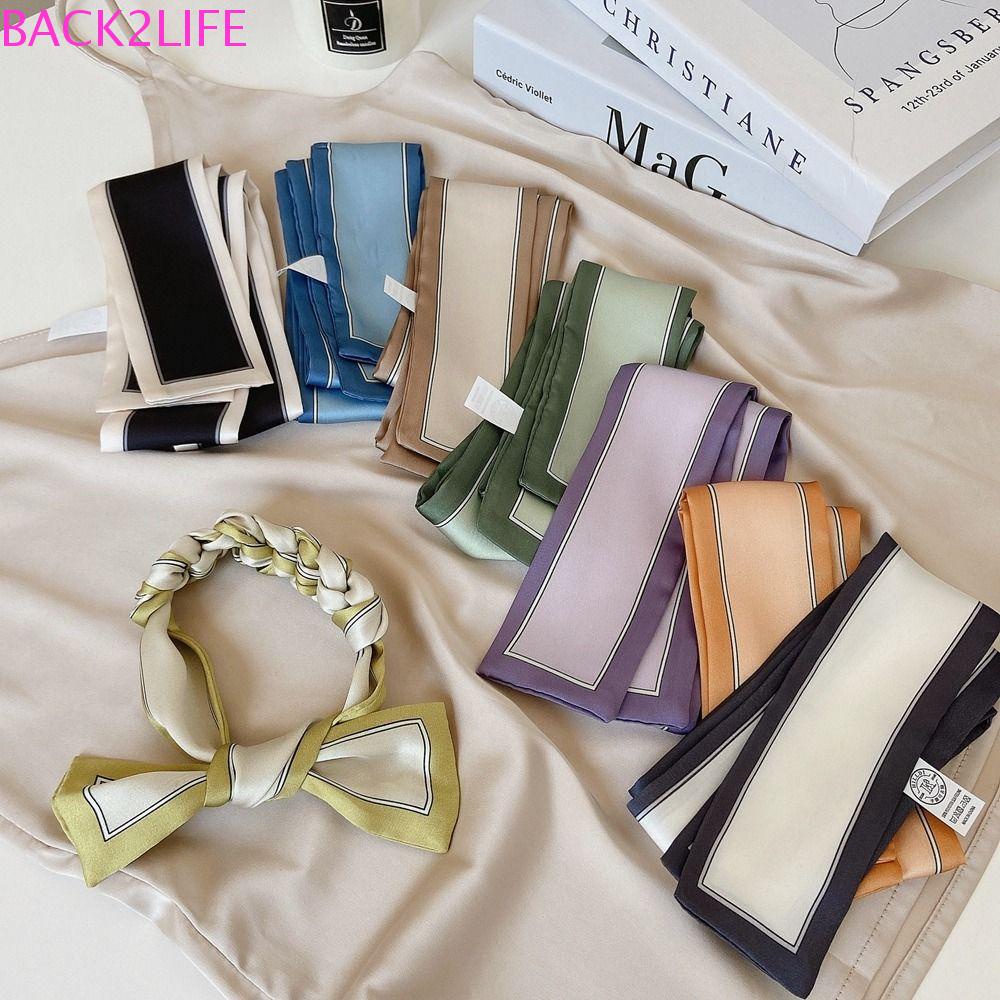 Khăn Quàng Cổ Dài Bằng Lụa In Họa Tiết Kẻ Sọc Cho Nữ 2life