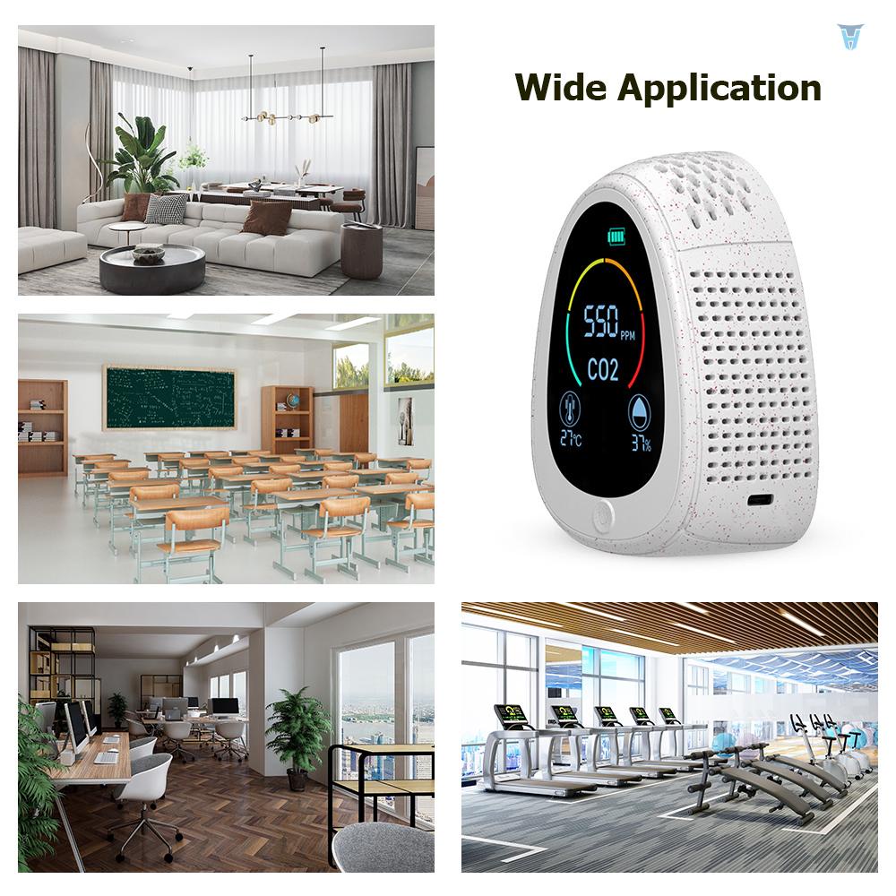 Máy Đo Độ Ẩm Không Khí CO2 Với Màn Hình LCD Hiển Thị Nhiệt Độ Carbon Dioxide 1400mAh Sạc CO2 Chuyên Dụng