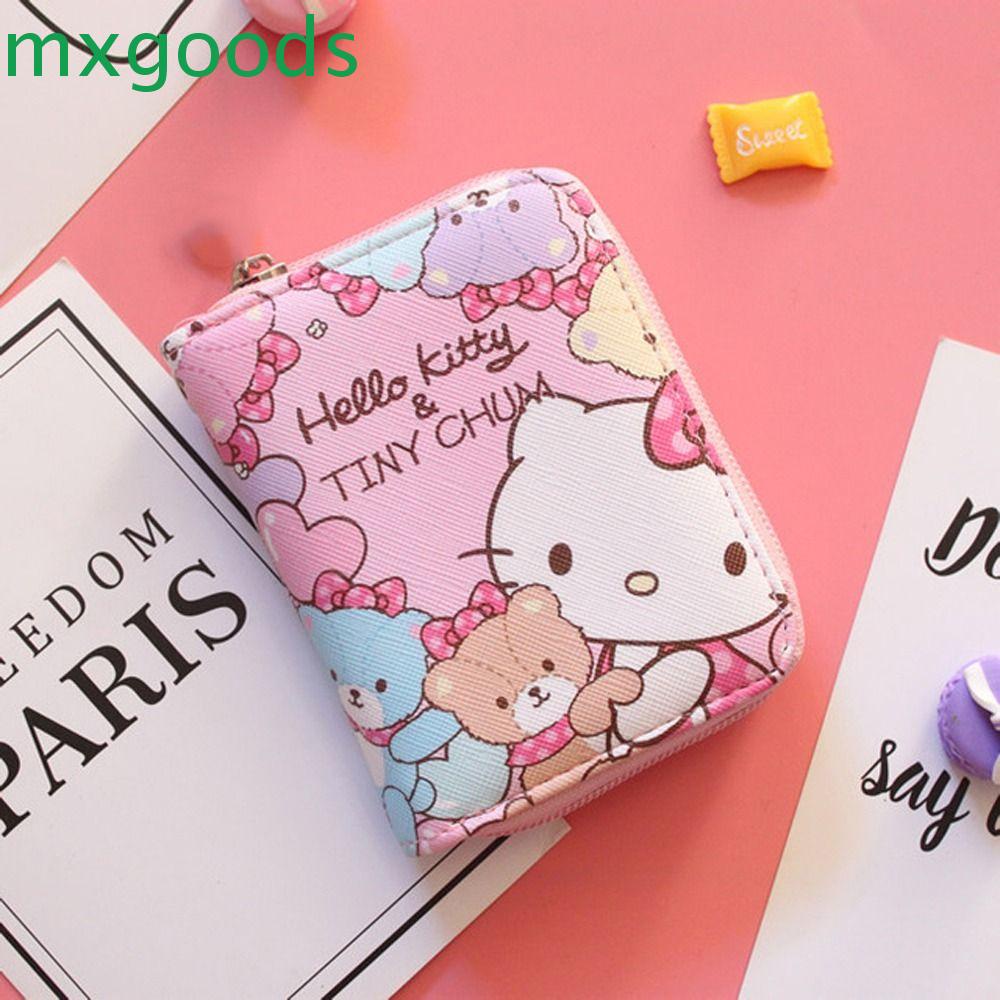 Ví Đựng Thẻ Đa Năng Có Khóa Kéo In Hình Mèo Kitty / Dâu Tây Dễ Thương Kiểu Hàn Quốc Giá Đỡ