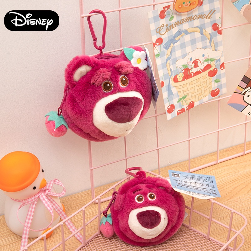 Móc Khóa Túi Xách Tròn Hình Chú Gấu Dâu Tây Nhồi Bông Disney Đáng Yêu