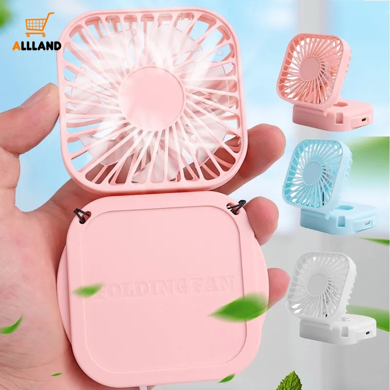 Quạt Làm Mát Đeo Cổ 3 Tốc Độ Gió Mạnh Mẽ Hình Vuông Mini Sạc Cổng USB Mang Đi Tiện Dụng
