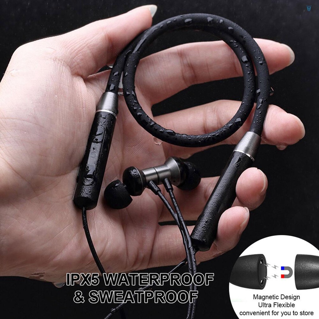 Bộ Tai Nghe Thể Thao Không Dây Bluetooth 5.0 Chống Nước IPX5 Đeo Cổ Có Nam Châm &amp; Mic