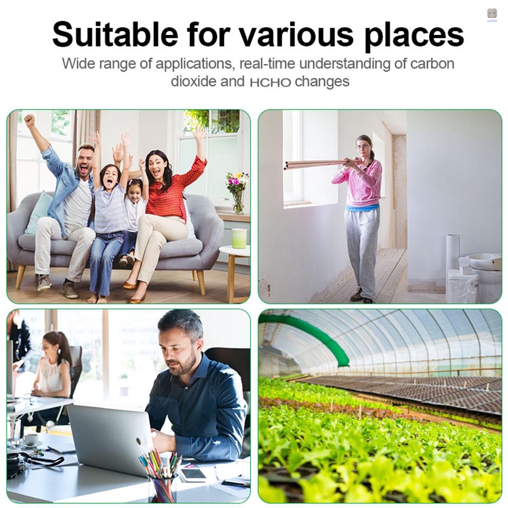 Máy Dò Chất Lượng Không Khí Gắn Tường X7 HCHO CO2 Với Chuông Báo Tiện Dụng Cho Gia Đình