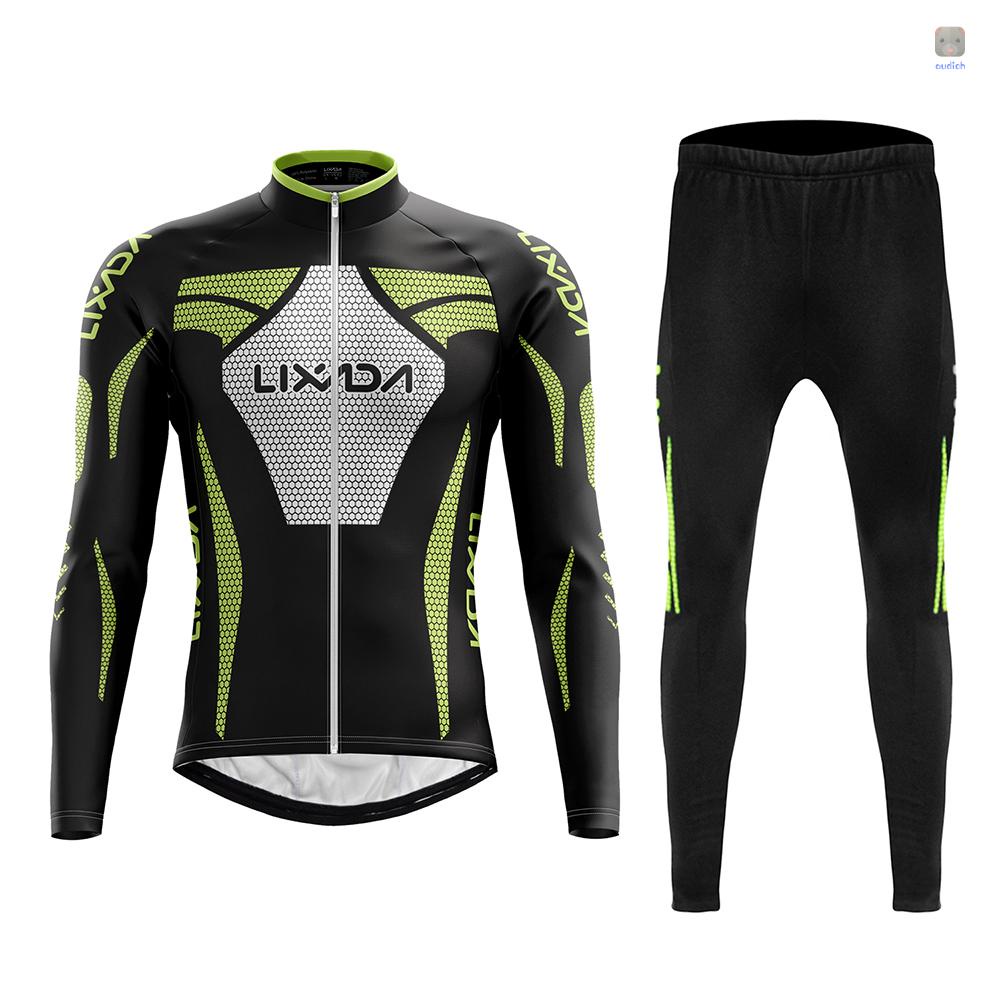 Bộ Quần Áo Đạp Xe Dài Tay Đệm Lông Cừu 3D Chống Gió Giữ Ấm Mùa Đông Cho Nam Lixada