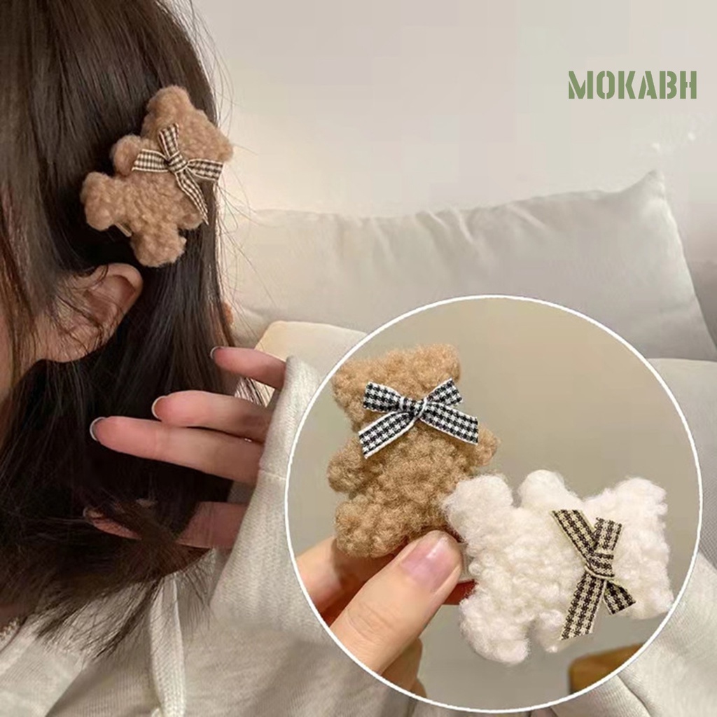 Kẹp Tóc Hình Gấu Bông Mềm Mại Dễ Thương Thời Trang Thu Đông Cho Nữ