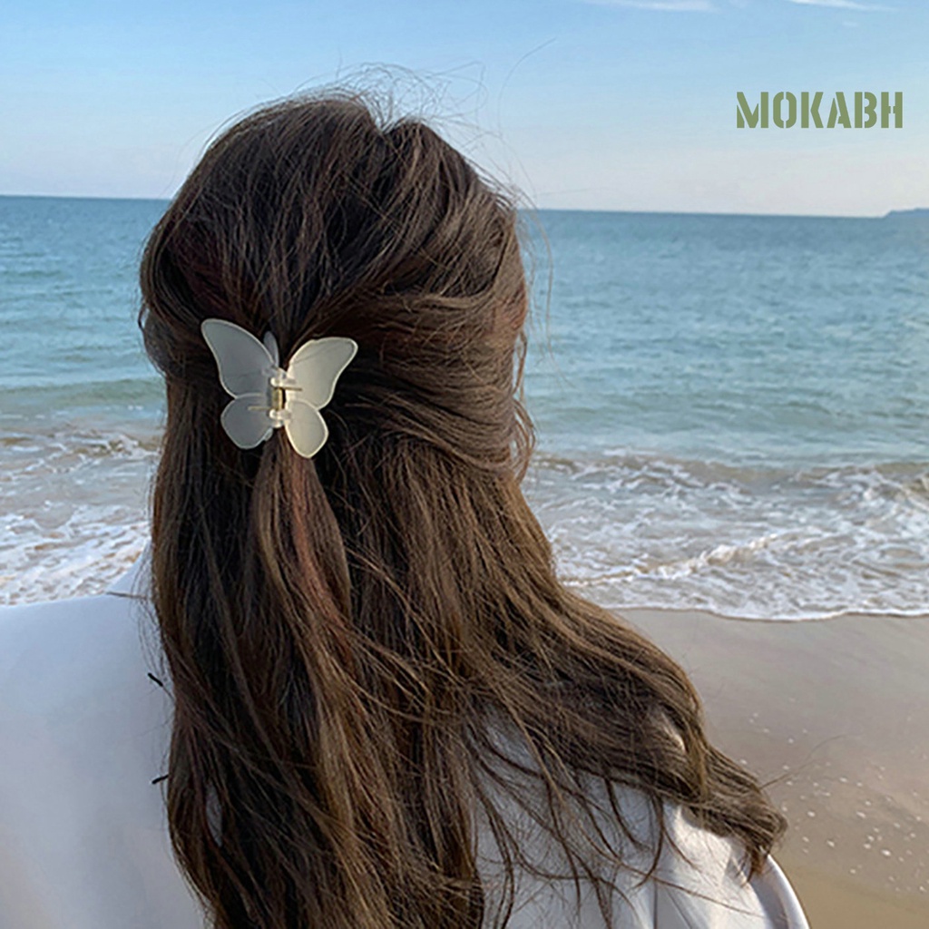 Kẹp Tóc Hình Bướm Màu Trơn Chống Trượt Thời Trang