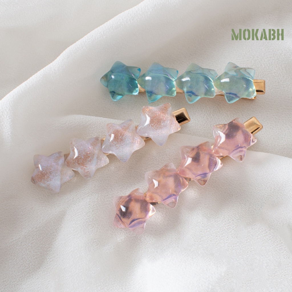 Kẹp Tóc Hình Ngôi Sao Trong Suốt Chống Trượt Bằng Nhựa Resin Phong Cách Hàn Quốc