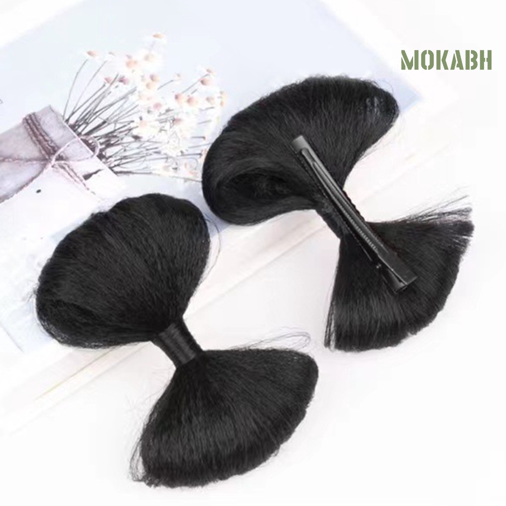 [Mok Abh] Tóc Giả Thắt Nơ Như Thật Mềm Mại Không Tạo Kiểu Tóc Phong Cách Cổ Điển