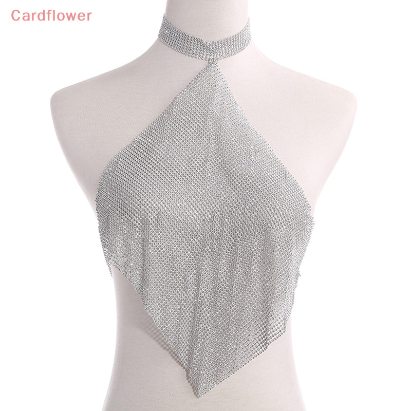 &lt; Cardflower &gt; Áo Crop Top Nữ y2k Dây Xích Đeo Cơ Thể Đính Đá Đi Tiệc Tùng