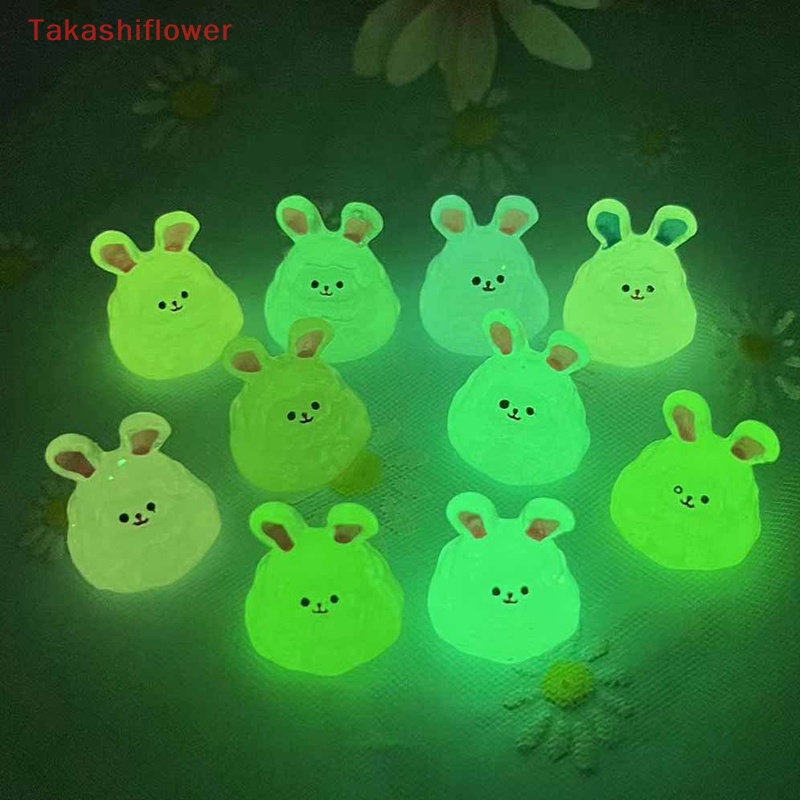 Set 2 Tượng Thỏ Hoạt Hình Mini Phát Sáng Dùng Để Trang Trí