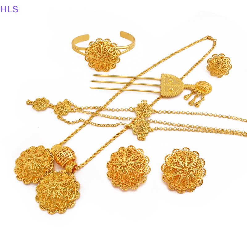 Bộ Trang Sức Màu Vàng Đồng Phong Cách Châu Phi Thời Trang Cho Nữ