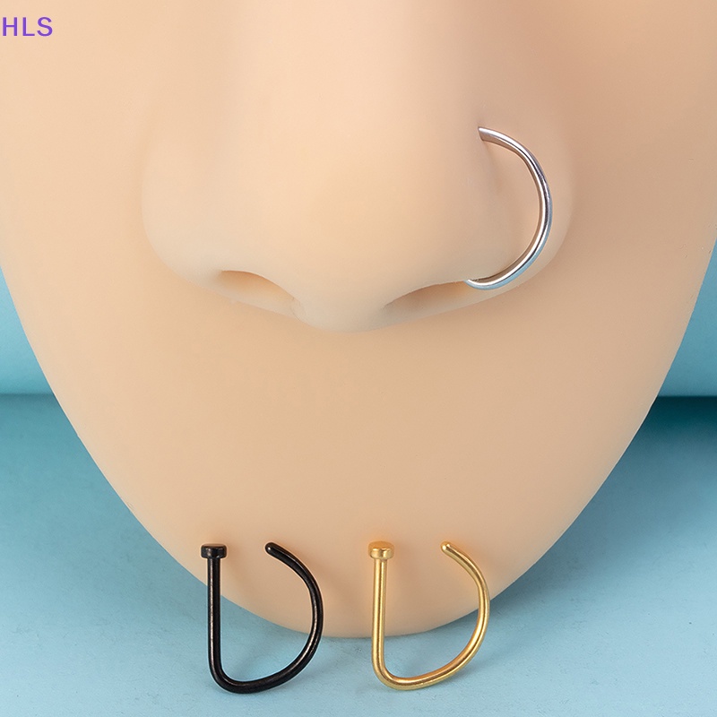 Set 3 Khuyên Mũi 18G Hình Chữ D Bằng Thép Không Gỉ Cá Tính