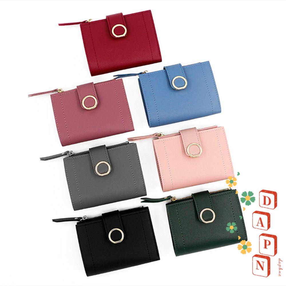Daphs Ví Da PU Ngắn Dạng Gập Có Khóa Kéo Thiết Kế Đơn Giản Cho Nữ