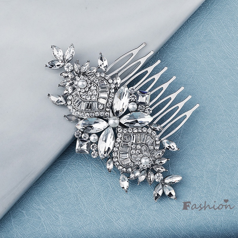 Lược Cài Tóc 8 Răng Bằng Hợp Kim Đính Đá Thời Trang Dành Cho Cô Dâu