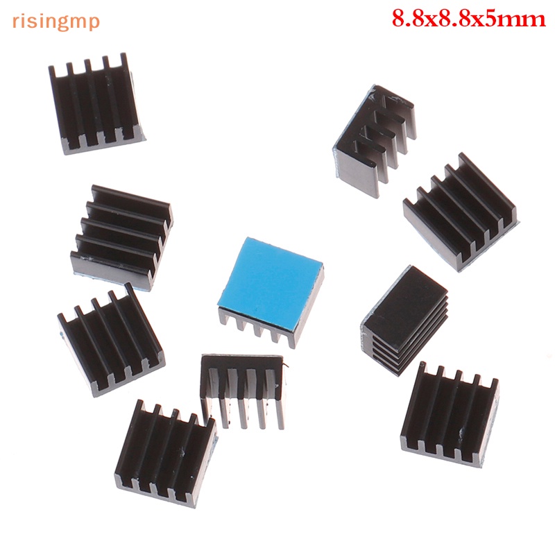 Set 10 Tấm Tản Nhiệt Làm Mát Bằng Nhôm Màu Đen Kích Thước 8.8x8.8x5mm