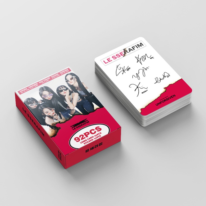 KPOP LE SSERAFIM Album UNFORGIVEN Photocard LESSERAFIM Lomo Card 92pcs/box