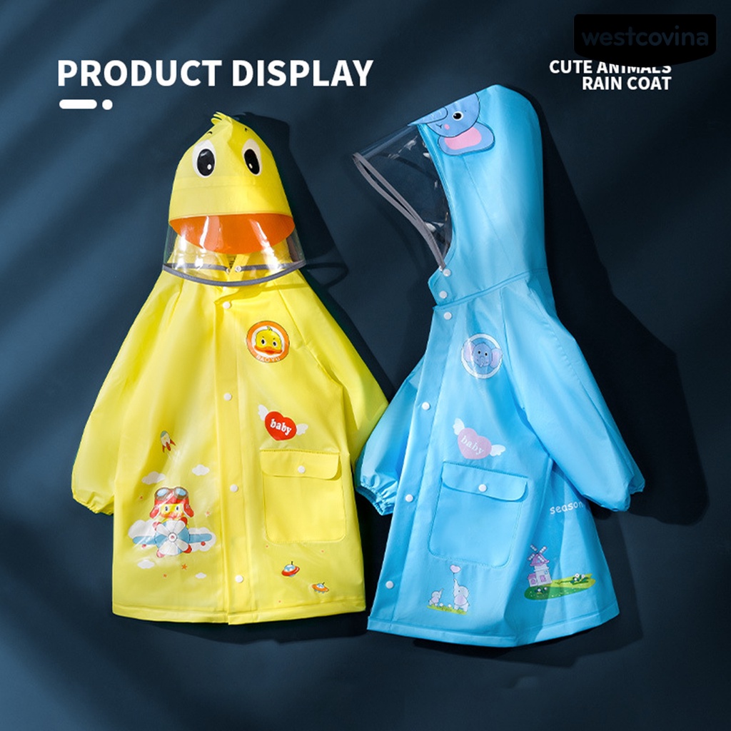 [COD]☁Áo Mưa Có Mũ Trùm Chống Nước In Họa Tiết Thú Hoạt Hình Cho Bé