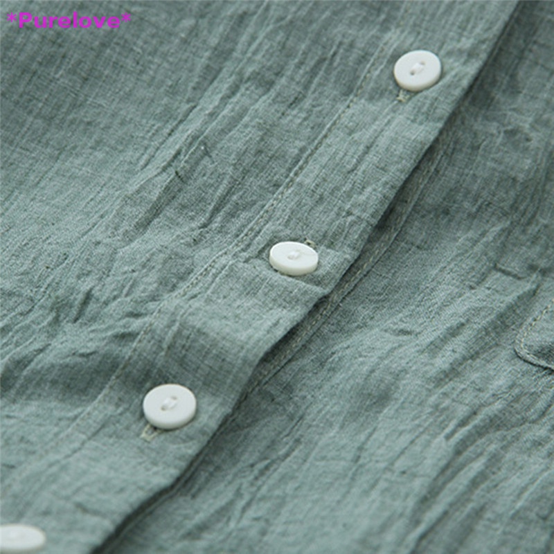 Áo Sơ Mi Vải Lanh Dài Tay Dáng Rộng Phối Nút Thời Trang Mùa Thu Cho Nữ Mới