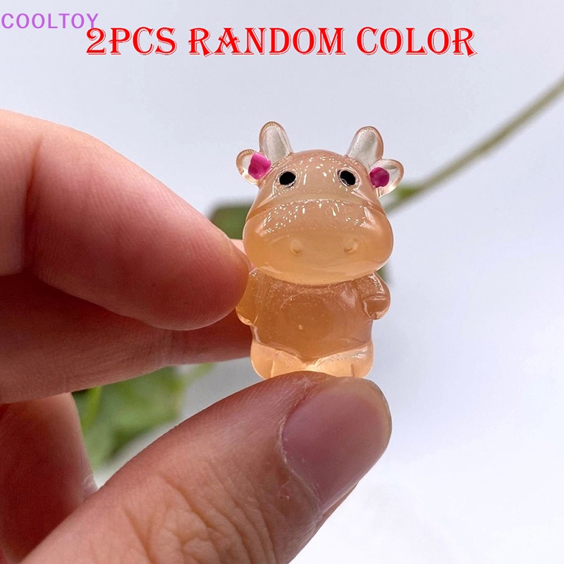 Cooltoy Bộ 2 Tượng Bò Sữa Trấu Hoạt Hình Trung Hoa Dạ Quang Thu Nhỏ Trang Trí Tiểu Cảnh