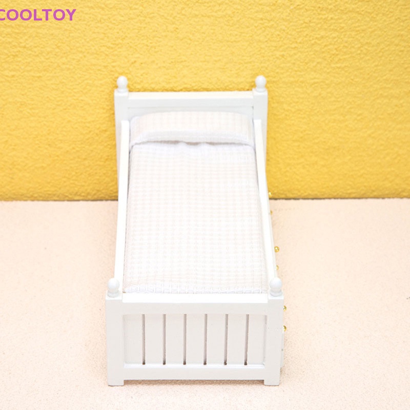 Giường Ngủ Màu Trắng Có Ngăn Kéo Dùng Trang Trí Nhà Búp Bê Tỷ Lệ 1: 12