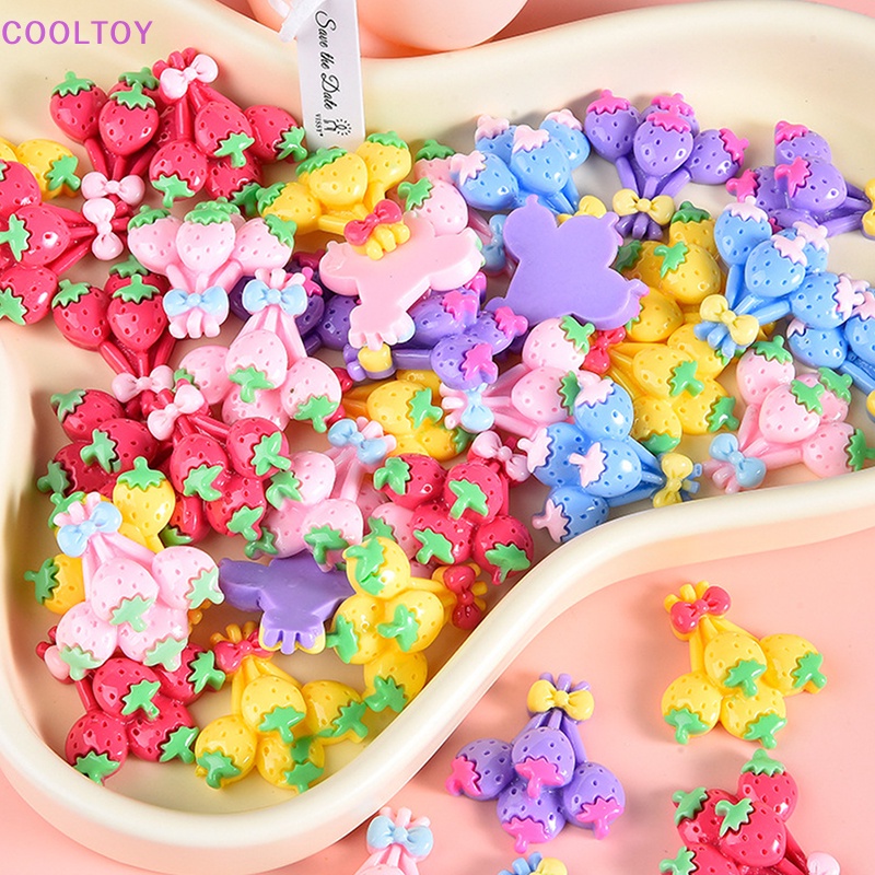 Cooltoy Set 10 Bong Bóng Dâu Tây Màu Sắc Ngọt Ngào Bằng Nhựa Resin Trang Trí Điện Thoại