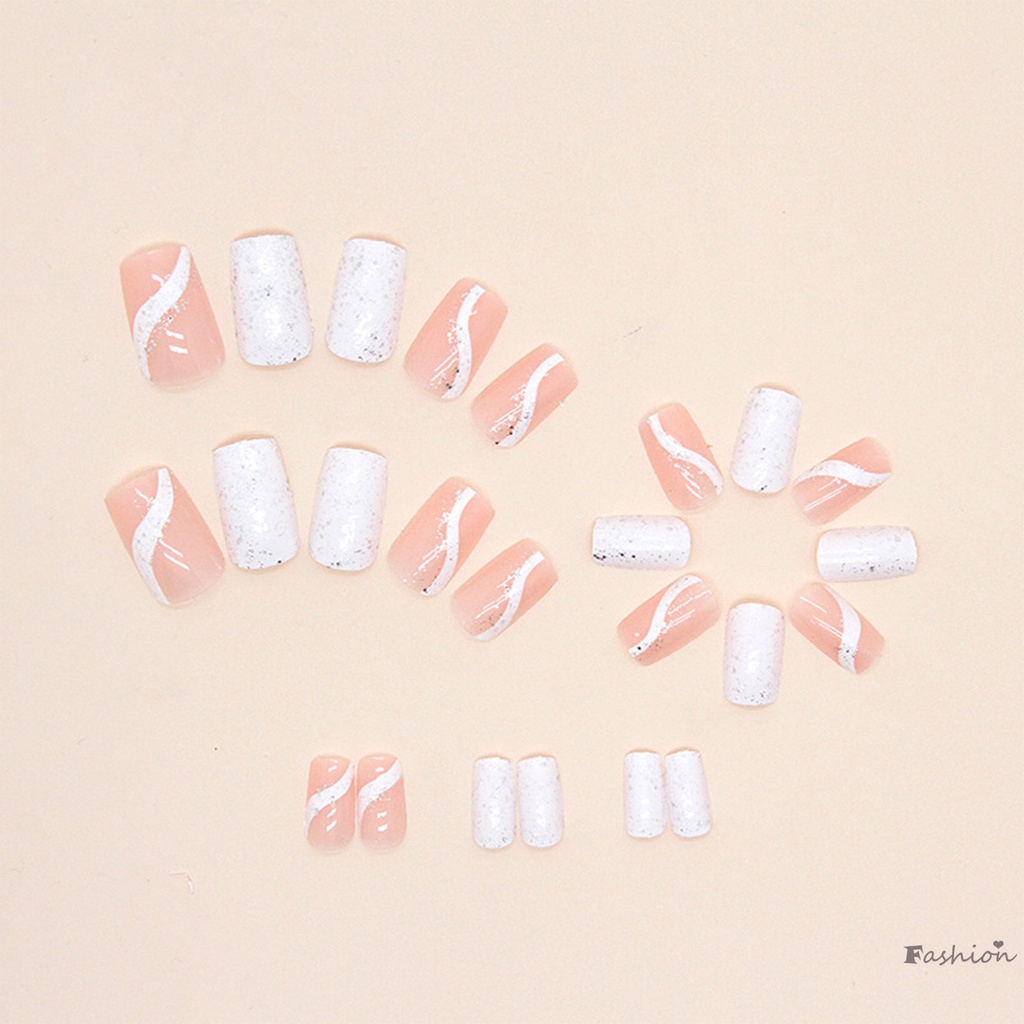 Bộ Móng Tay Giả Hình Vuông Màu Hồng Lấp Lánh Bền &amp; Không Bao Giờ Xẻ Tà Thoải Mái