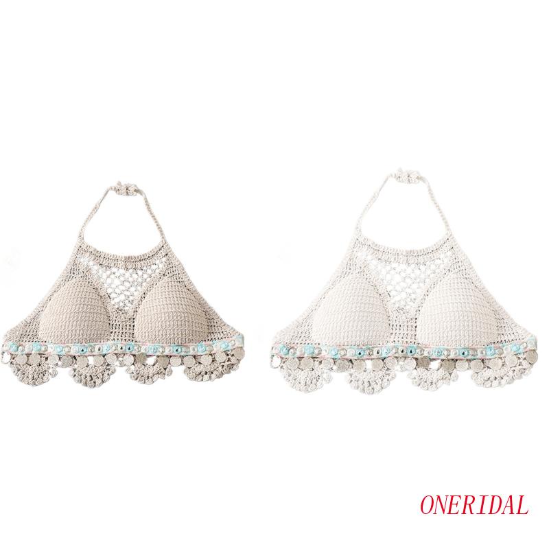 Áo Croptop Màu Trơn Đan Móc Thủ Công Thời Trang Đi Biển Mùa Hè