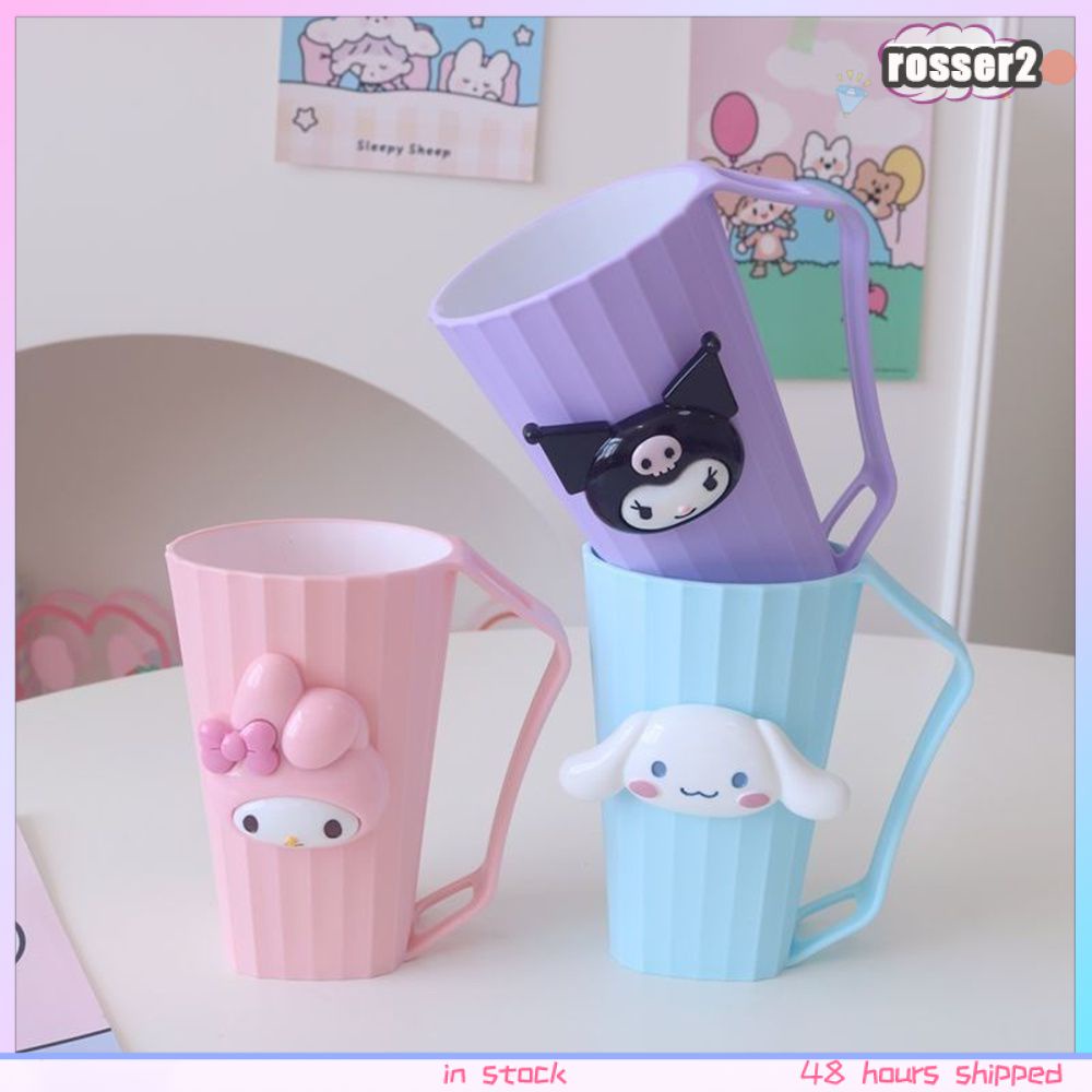 Sanrio My Melody kuromi cinnamorol bàn chải đánh răng cốc nước chai phụ kiện phòng tắm bàn chải đánh răng cầm tay-rosser2