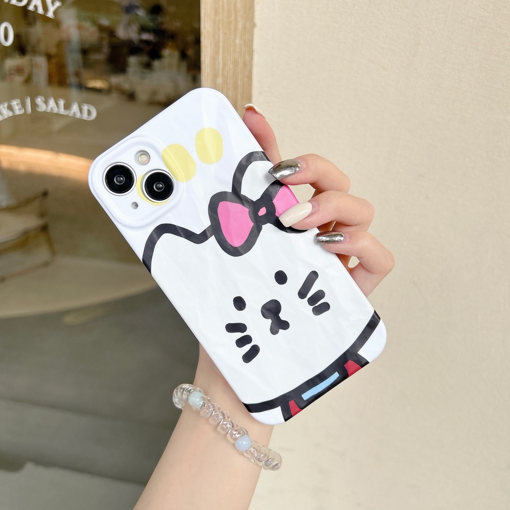 Ốp Điện Thoại PC Cứng Viền Dẻo Họa Tiết Hoạt Hình Chú Mèo Dễ Thương Chống Sốc Cho iPhone 13 12 11 14 Pro Max