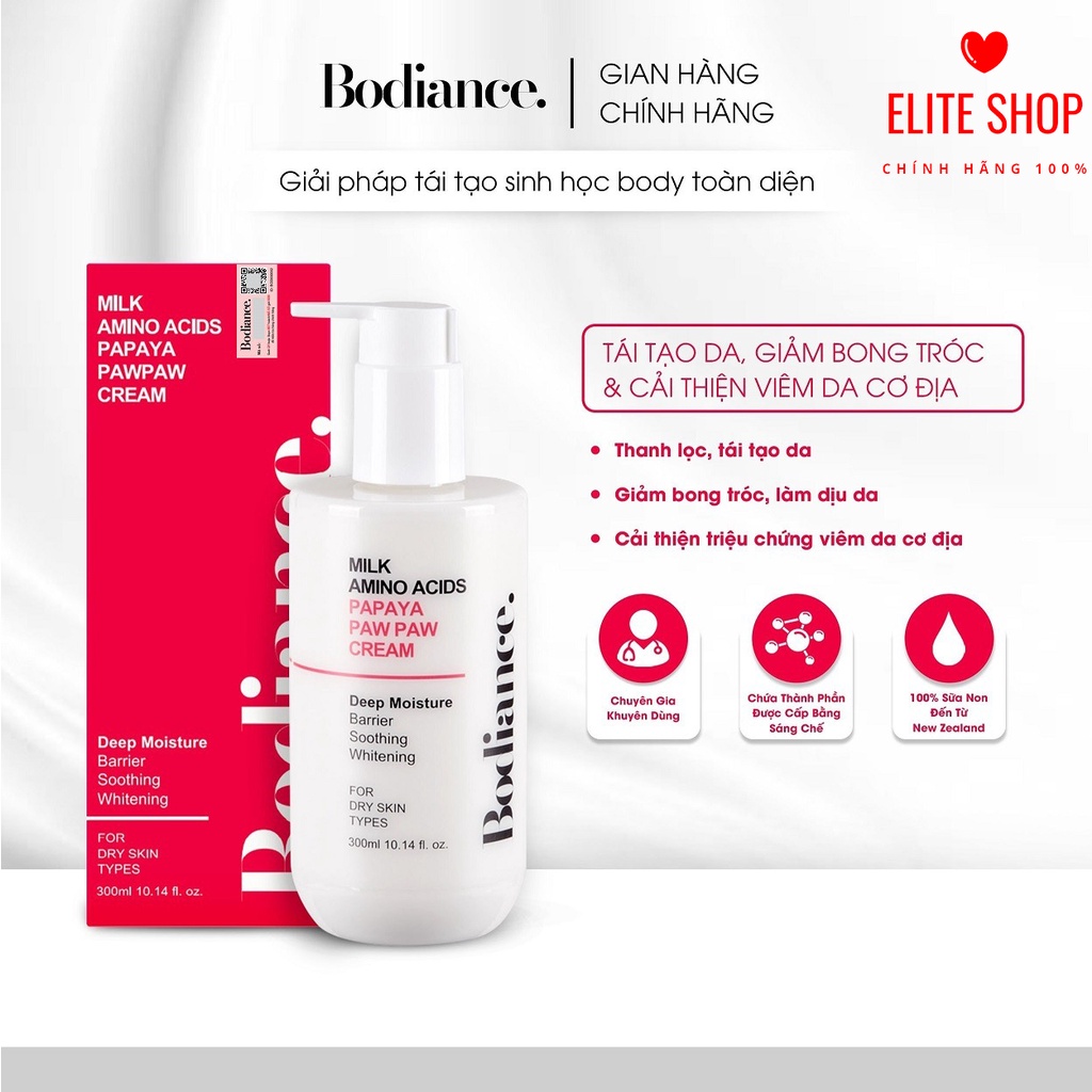 Kem Dưỡng body Papaya PawPaw Cream Bodiance, giúp da ẩm mượt mịn màng sáng khỏe hạn chế tối đa tình 