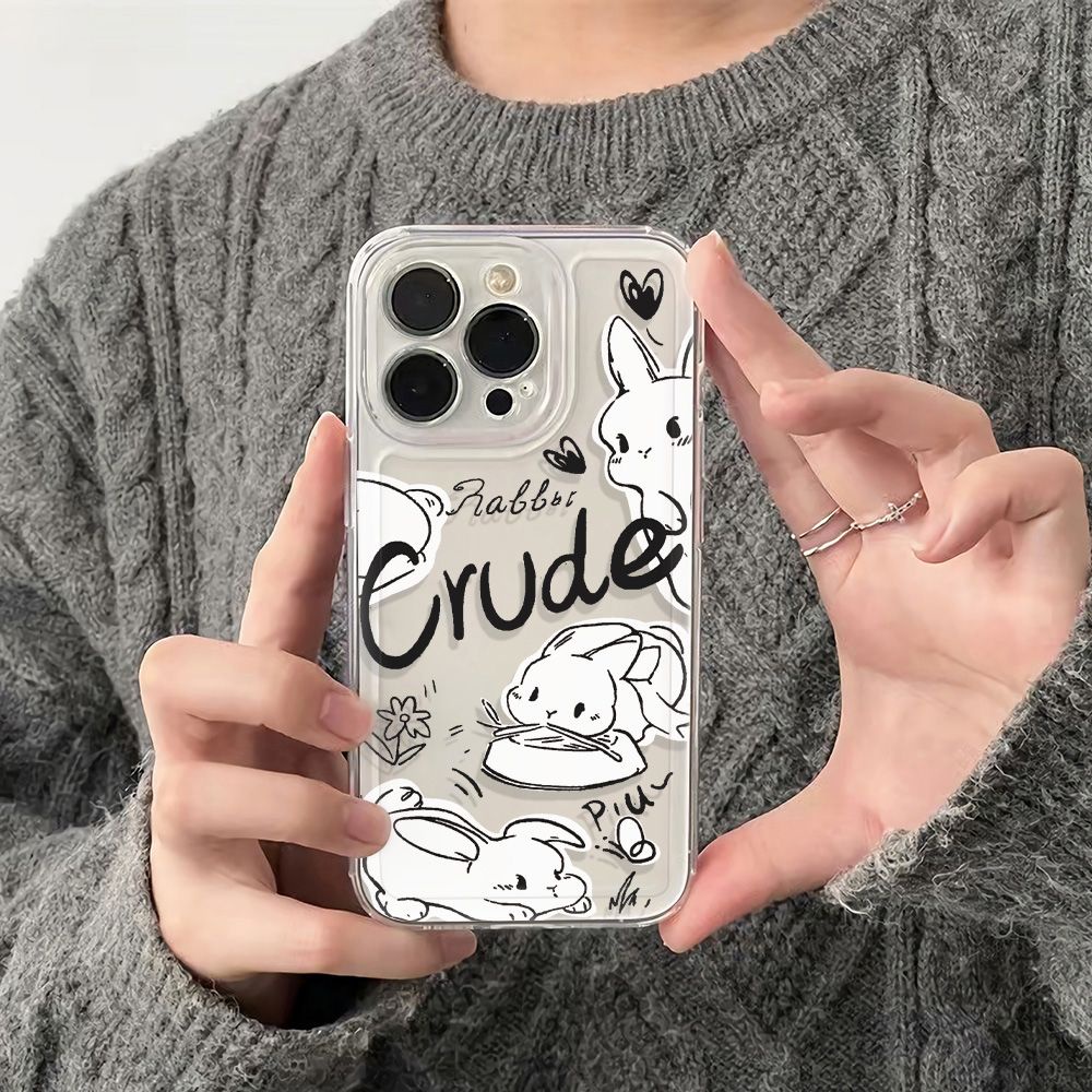 ✅Ốp Điện Thoại Mềm Chống Sốc Họa Tiết Thỏ 6In Phong Cách Đơn Giản 7813 Cho iPhone12max Line 1114pro