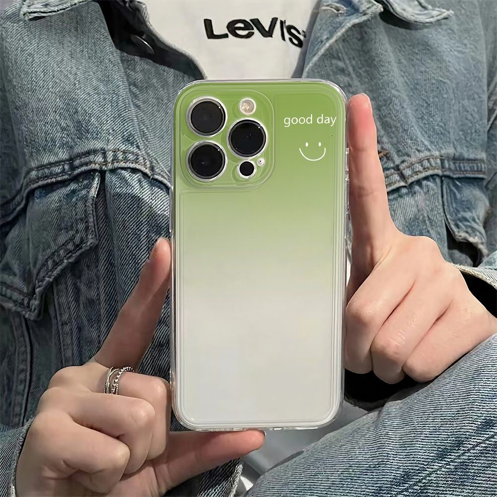 ✅Ốp Điện Thoại Mềm Chống Sốc Họa Tiết Mặt Cười Màu Gradient Cho Iphone 14Pro + 12 78 11 max 6In 13