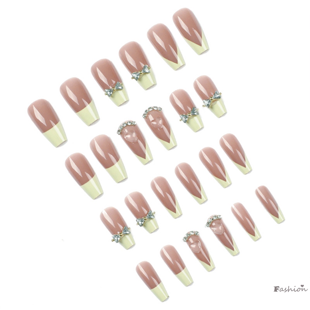 Móng Tay Giả Hình Vuông Họa Tiết Bướm Phong Cách Pháp