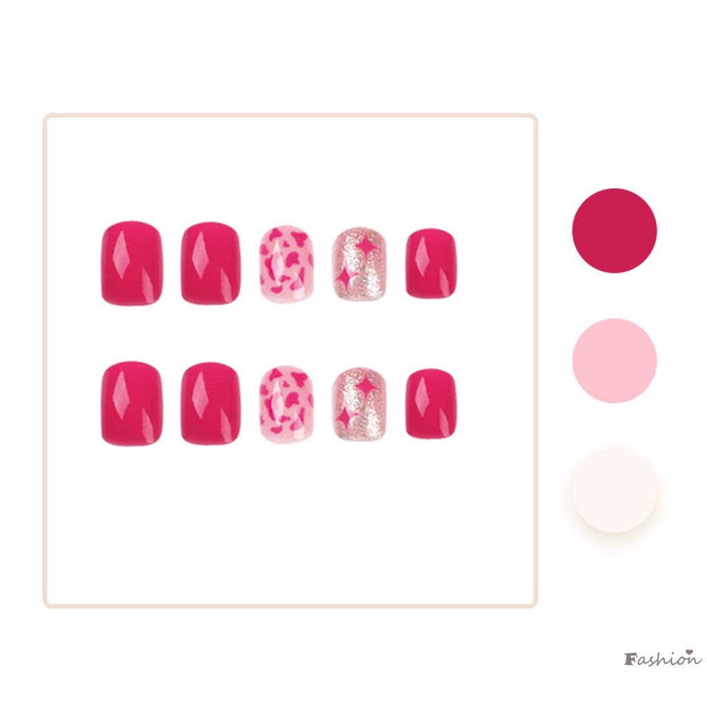 Móng Tay Giả In Họa Tiết Da Báo Màu Đỏ Hồng Thoải Mái Bền Bỉ Có Thể Tái