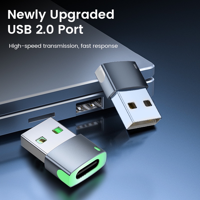 Đầu Chuyển Đổi USB A Sang Type C OTG Có Đèn LED