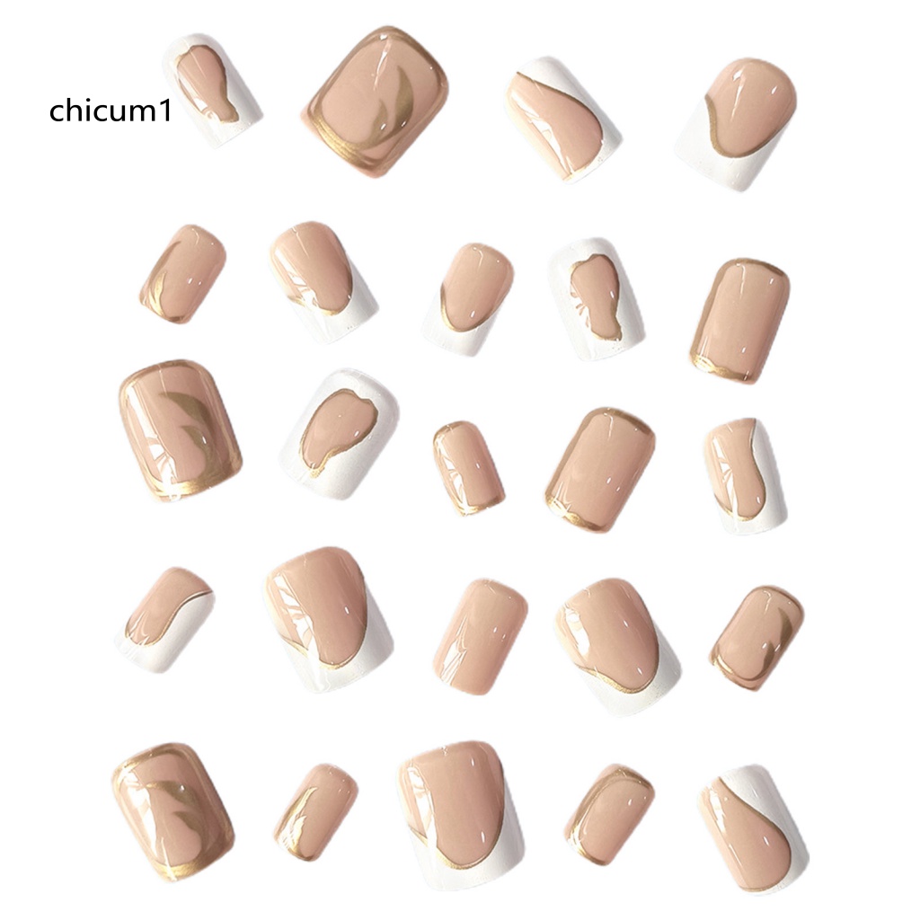 1 Bộ Móng Tay Giả Che Phủ Toàn Diện Không Phai Màu Kèm Keo Dính Đơn Giản Cho Salon