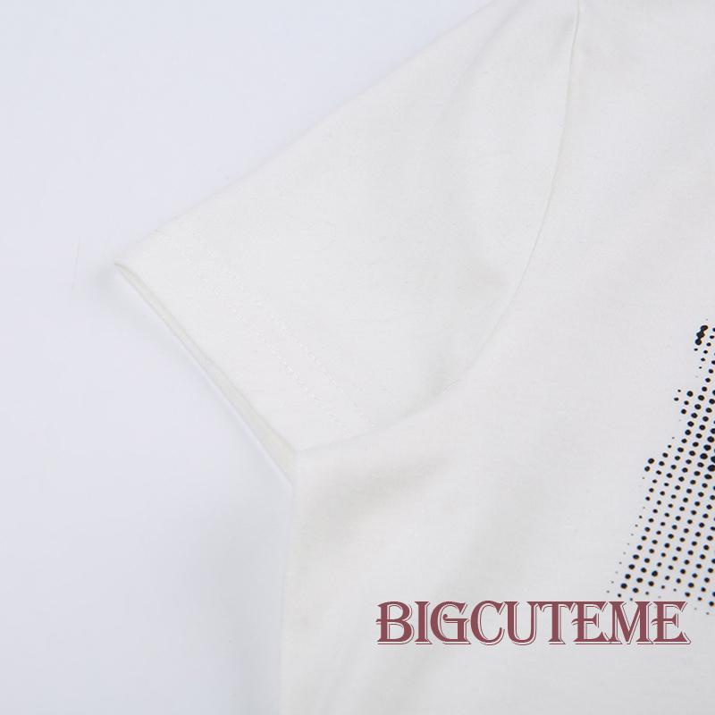 Áo Thun Lửng Ngắn Tay Cổ Tròn In Hình Đôi Mắt Thời Trang Mùa Hè Dành Cho Nữ