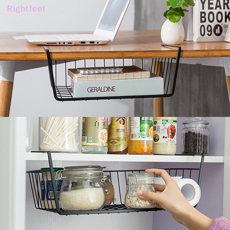 Giỏ Sắt Treo Dưới Bàn Đựng Vật Dụng Sắp Xếp Gọn Gàng Cho Nhà Bếp Mới