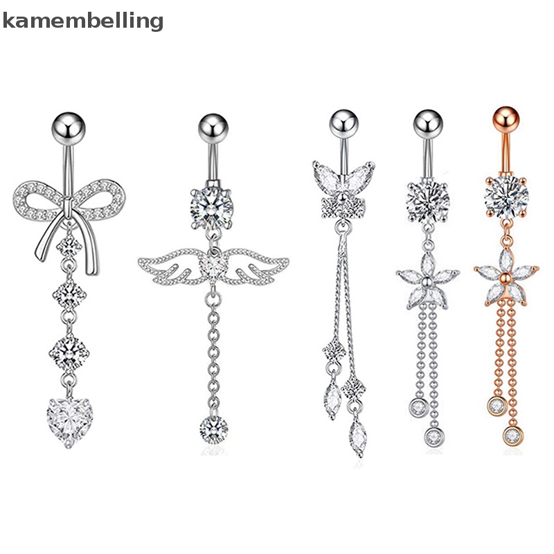 Khuyên Rốn Hình Bướm Bằng Thép Không Gỉ Đính Đá Zircon Giả Cho Nữ