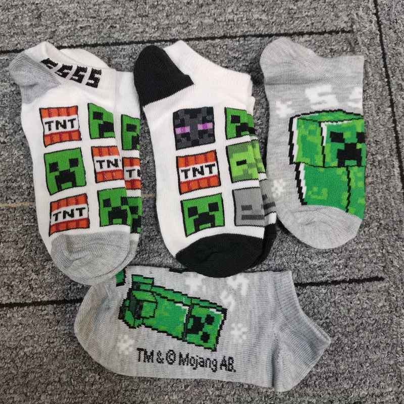 Set 3 Đôi Vớ Họa Tiết Hoạt Hình Minecraft Dễ Thương Cho Bé