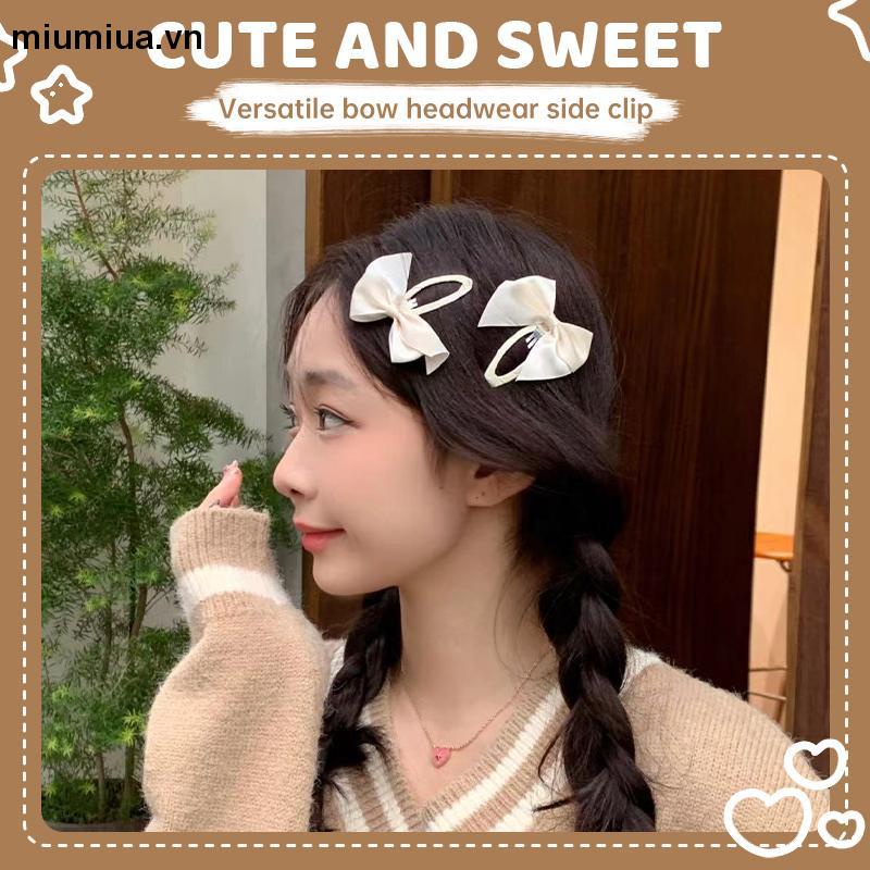 miumiua(MớI) Kẹp TóC HìNh Nơ Satin MàU Trơn Đơn GiảN [1 CáI]