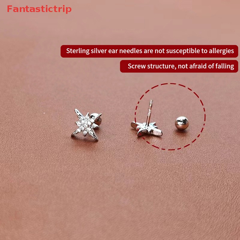 1 Đôi Bông Tai Đính Đá Zircon Hình Ngôi Sao Thời Trang Dành Cho Nữ