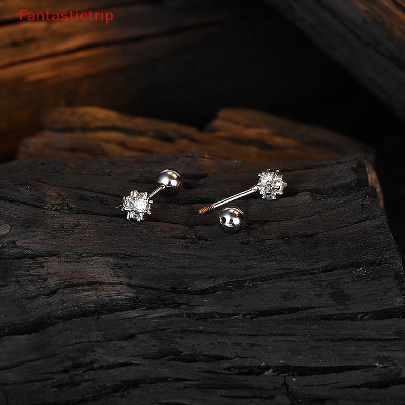 1 Đôi Bông Tai Hình Học Xoắn Ốc 5mm Đính Đá Zircon Thời Trang Cho Nữ