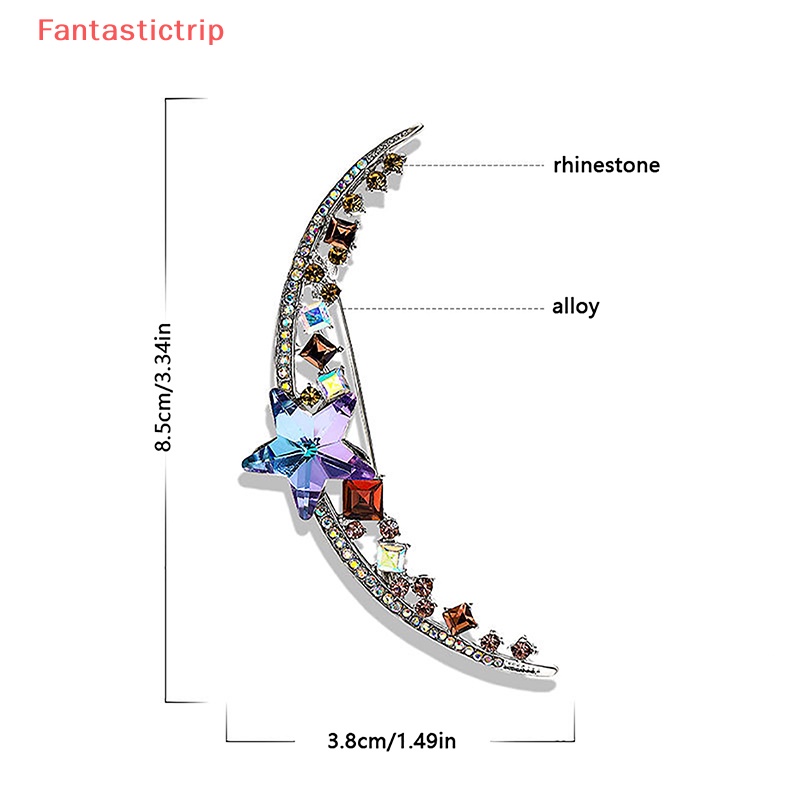 [Fantastictrip] Trâm Cài Áo Khoác Sweater / Khăn Choàng Lụa Đính Đá Mặt Trăng Thanh Lịch Cỡ Lớn Corsage Mới