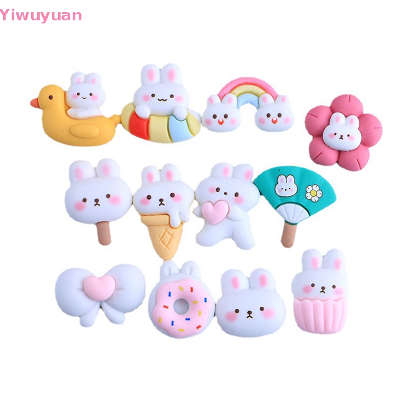 Bộ 5 Phụ Kiện Trang Trí Sổ Tay Hình Bánh Kem / Thỏ Bằng Resin Đáng Yêu DIY Mới