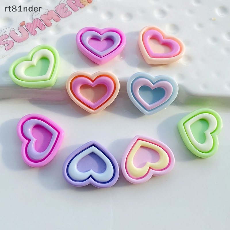 Rt Set 10 Phụ Kiện Trang Trí Điện Thoại Hình Trái Tim Nhiều Màu Sắc DIY