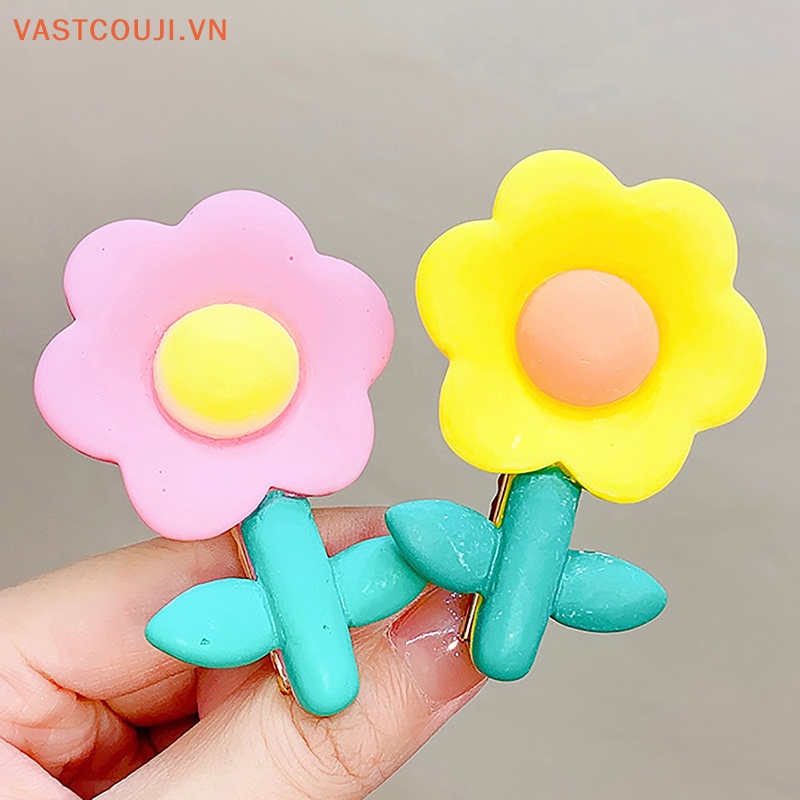 Kẹp Tóc Hình Hoa Màu Kẹo Ngọt Thời Trang Mùa Hè Dễ Thương Cho Bé Gái VN