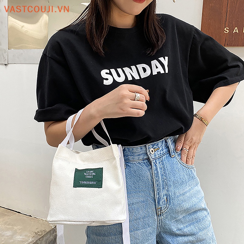 Túi Xách Canvas Cỡ Lớn In Chữ Thời Trang Cho Nữ